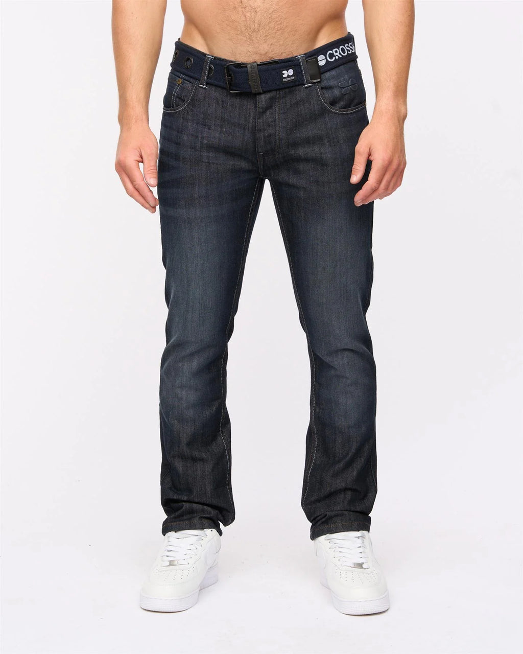Crosshatch New Embossed Techno Denim Jeans Dark Wash
