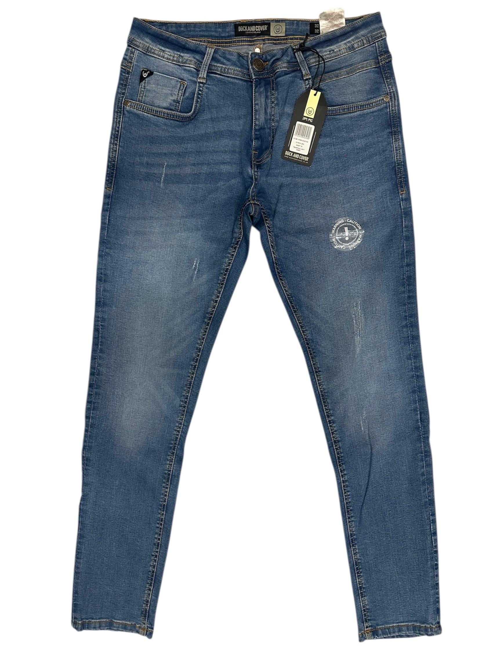 Duck & Cover Men's Tranfold Slim Fit Jeans Medium Wash