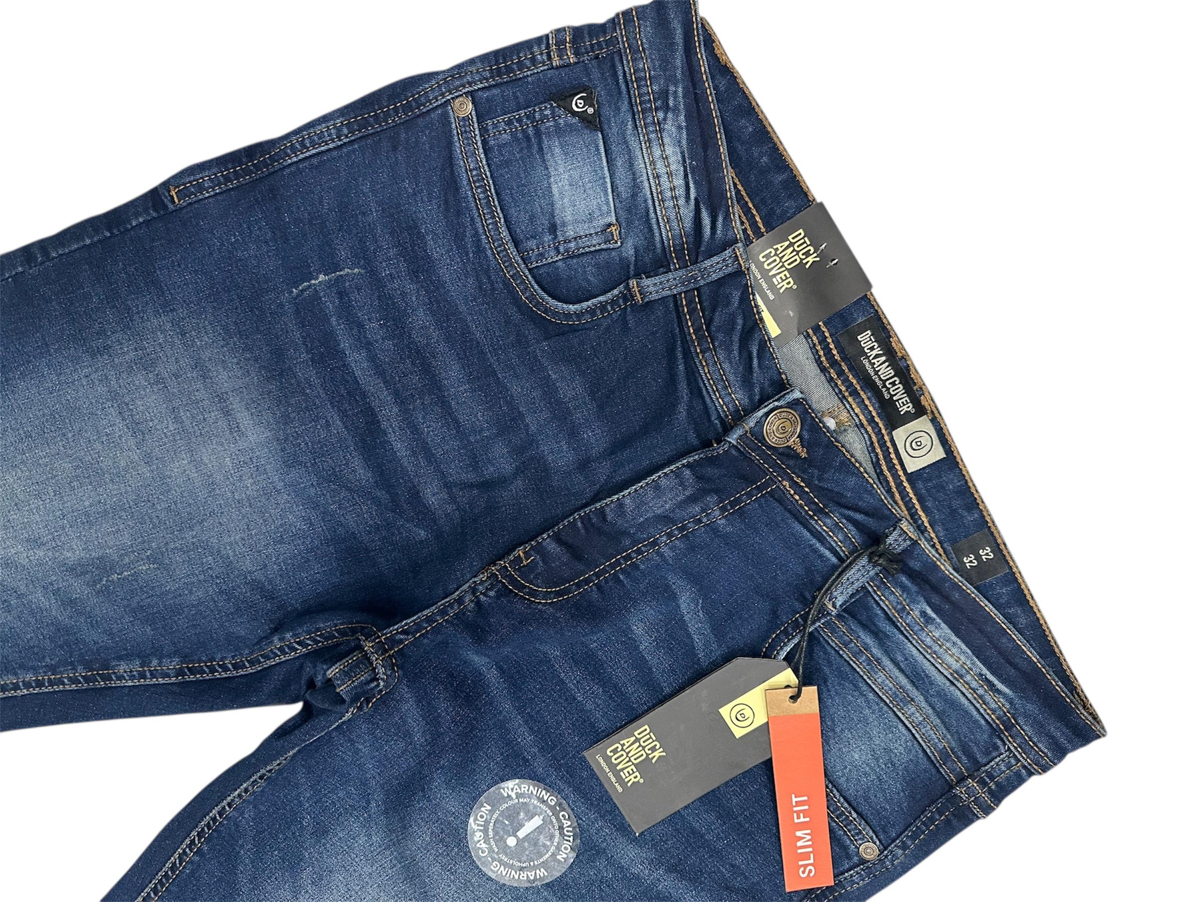 Duck & Cover Men's Tranfold Slim Fit Jeans Dark Wash