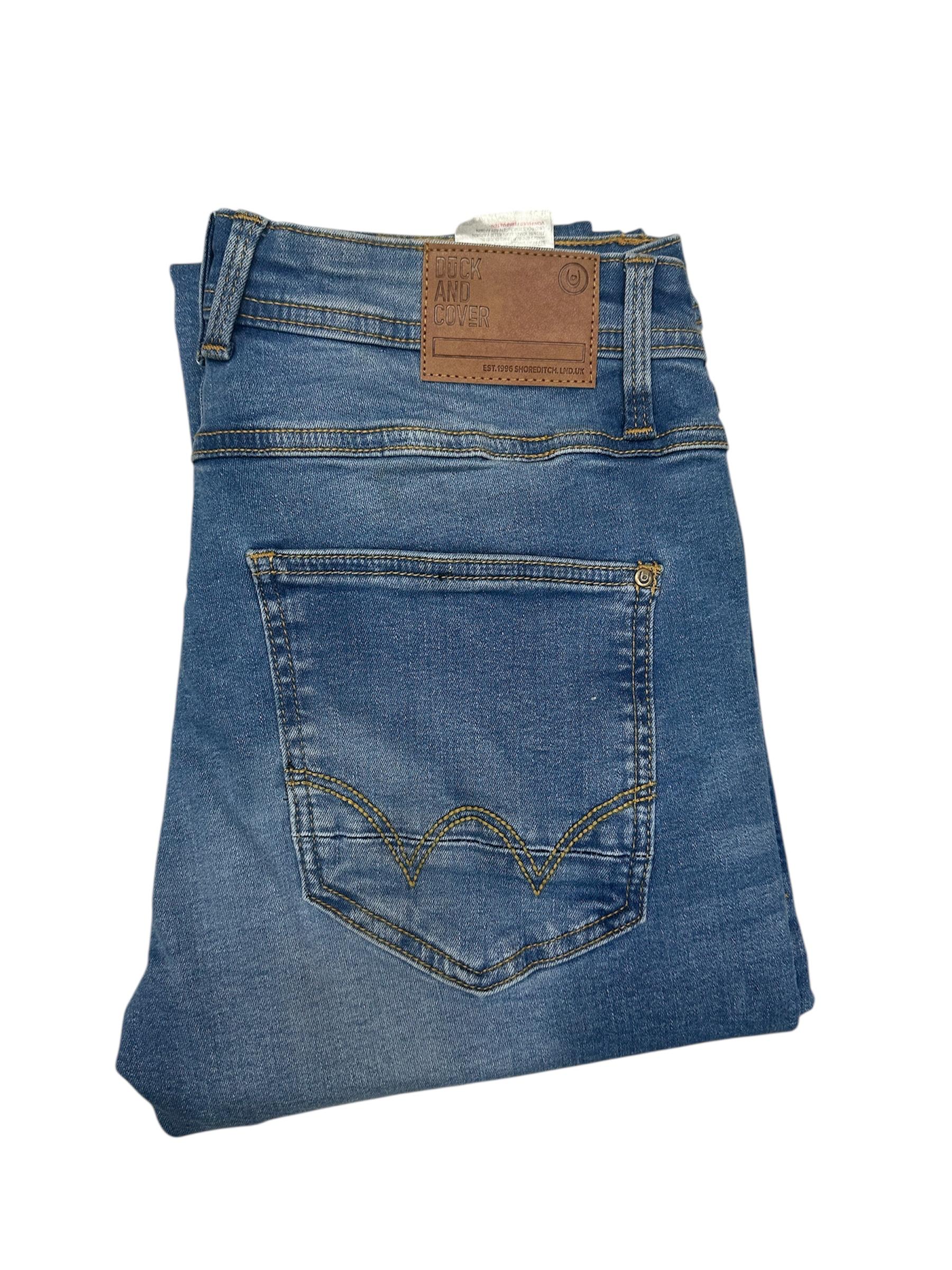 Duck & Cover Men's Tranfold Slim Fit Jeans Medium Wash